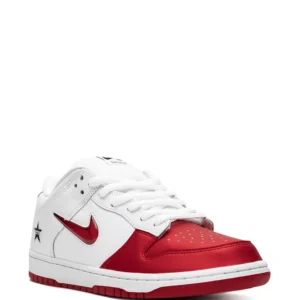 nike x supreme sb dunk low jewel swoosh red/white
