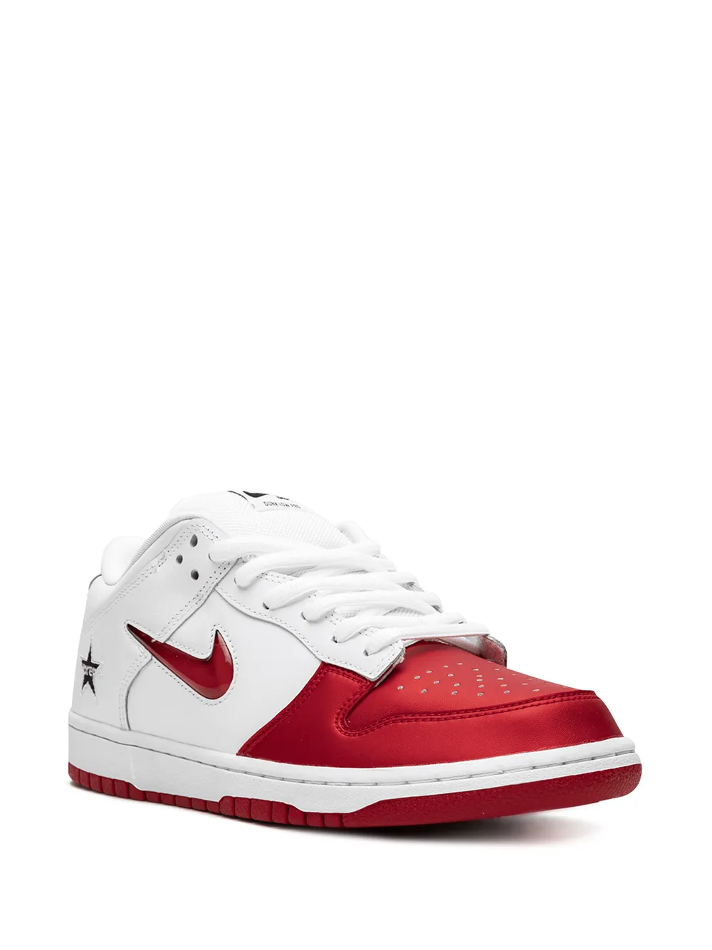 nike x supreme sb dunk low jewel swoosh red/white