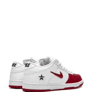 nike x supreme sb dunk low jewel swoosh red/white