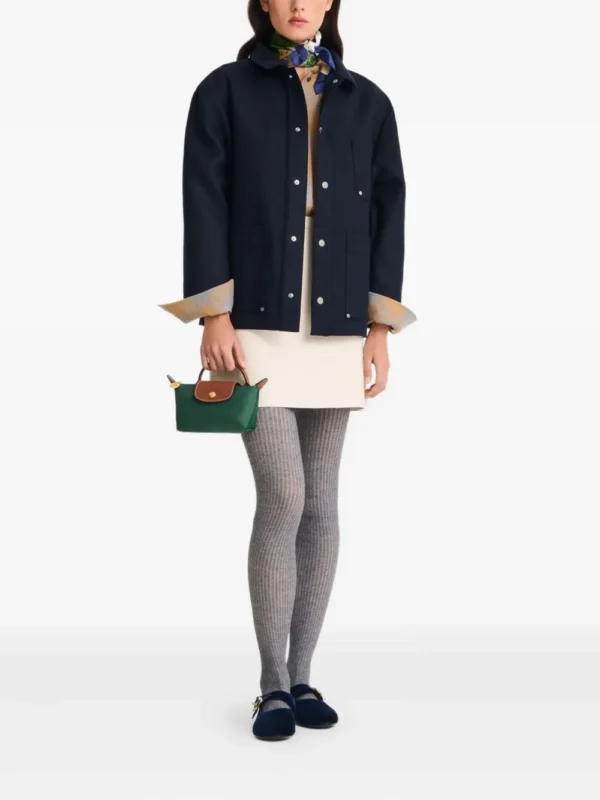 longchamp le pliage pouch with handle green