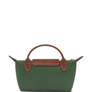 longchamp le pliage pouch with handle green