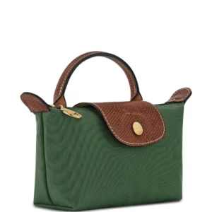longchamp le pliage pouch with handle green