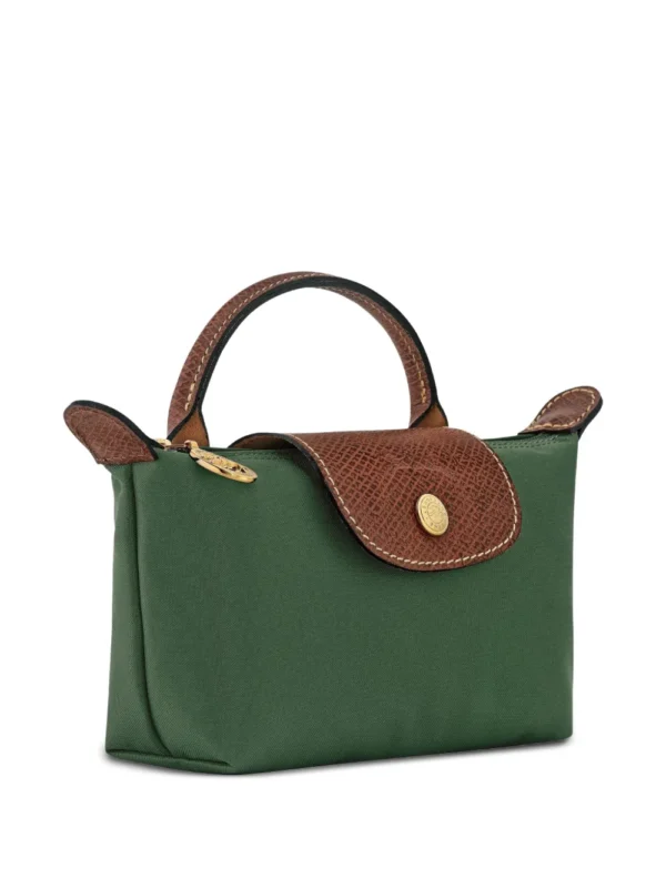 longchamp le pliage pouch with handle green