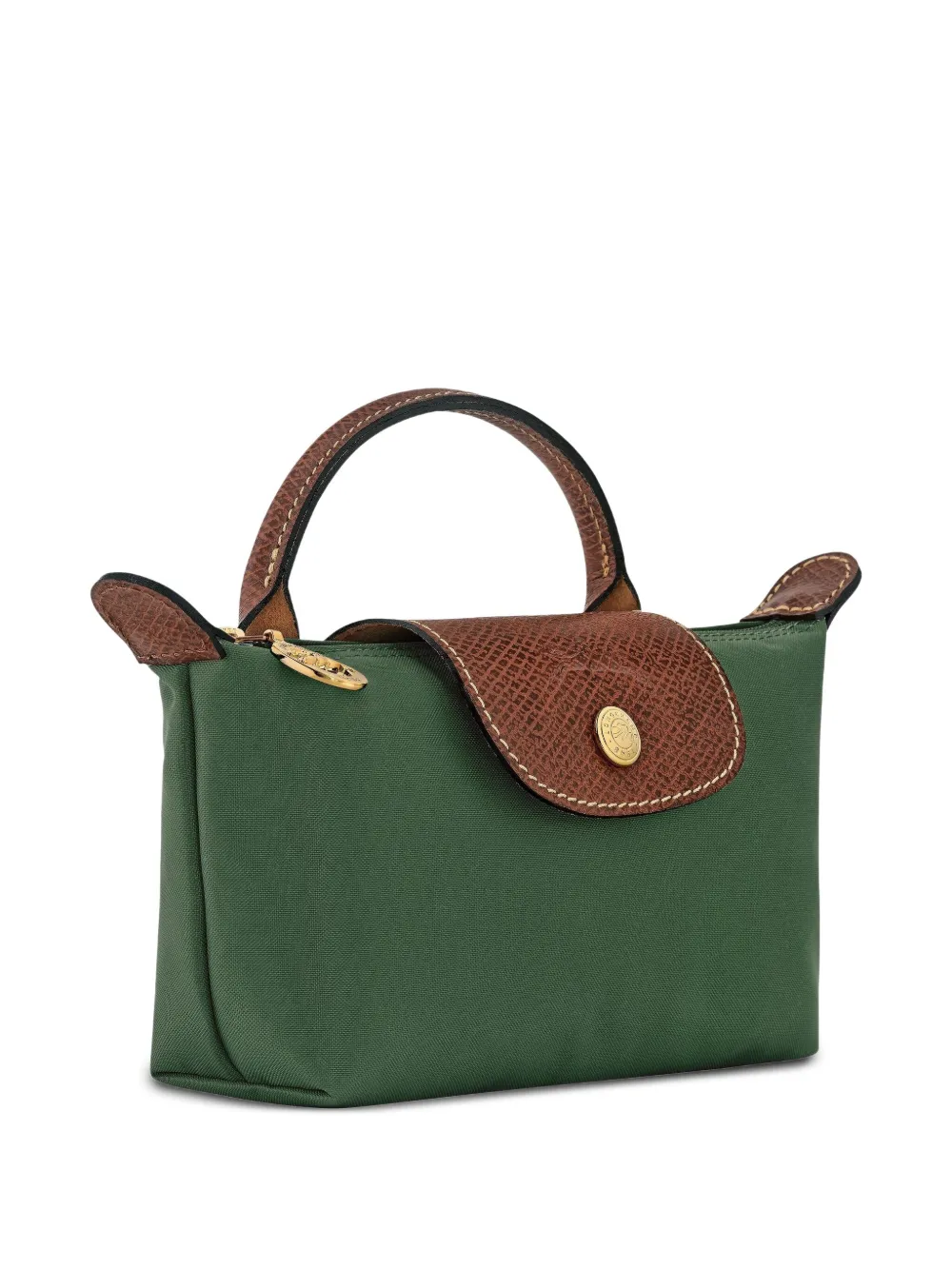 longchamp le pliage pouch with handle green