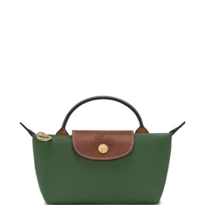 longchamp le pliage pouch with handle green