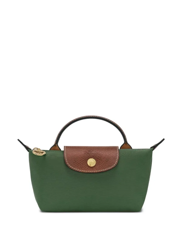 longchamp le pliage pouch with handle green