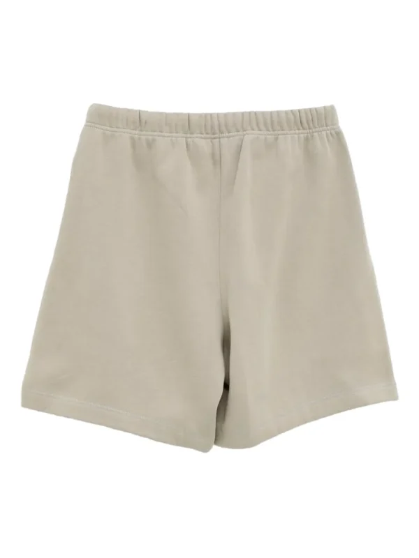 fear of god essentials logo embroidered shorts beige