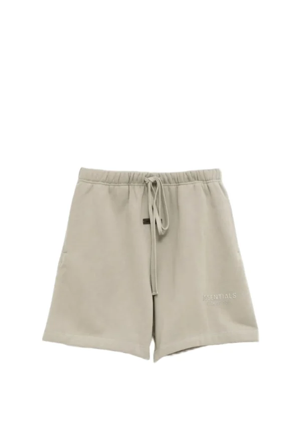 fear of god essentials logo embroidered shorts beige
