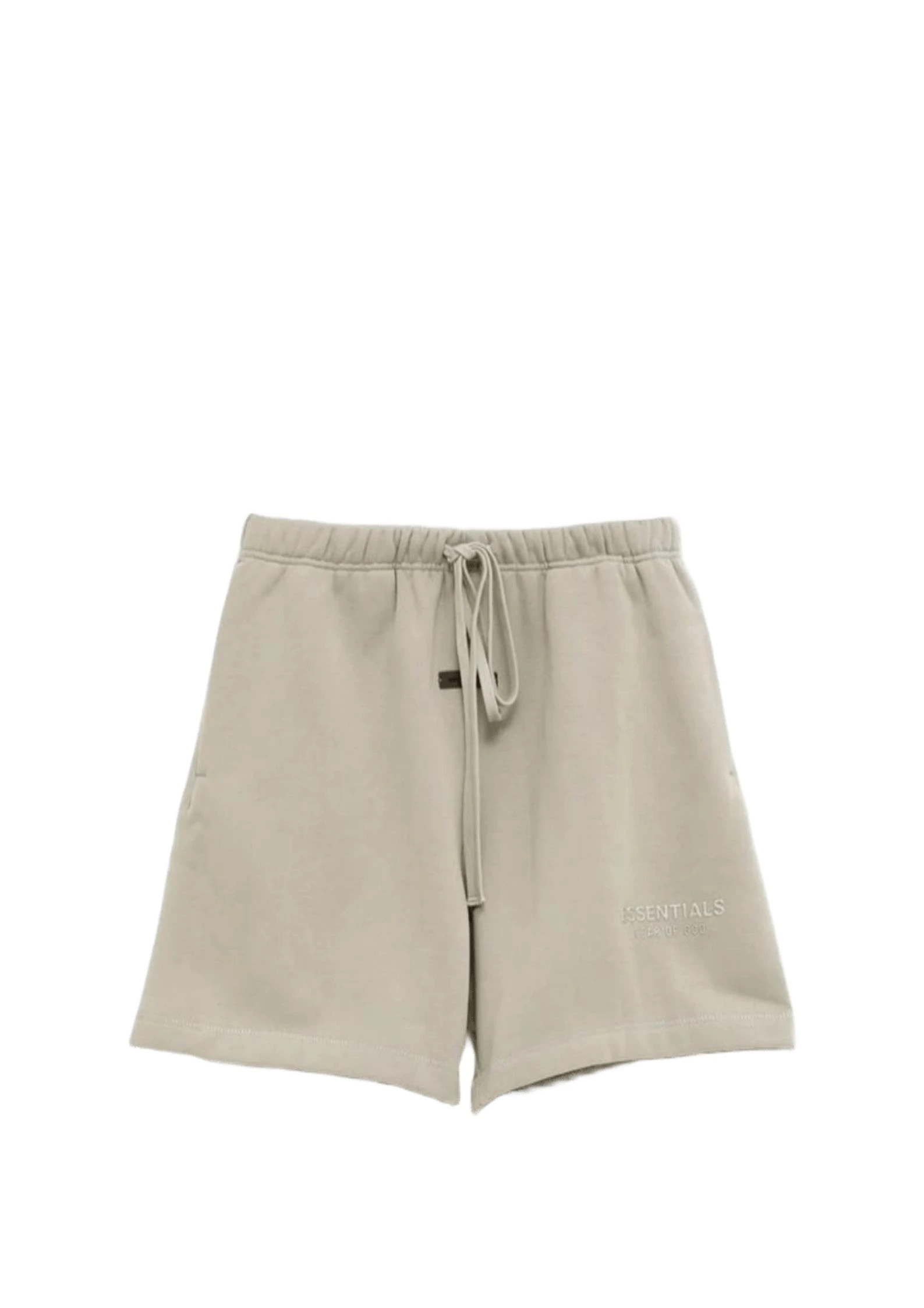 fear of god essentials logo embroidered shorts beige