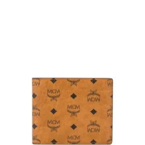 mcm small monogram print bi fold wallet