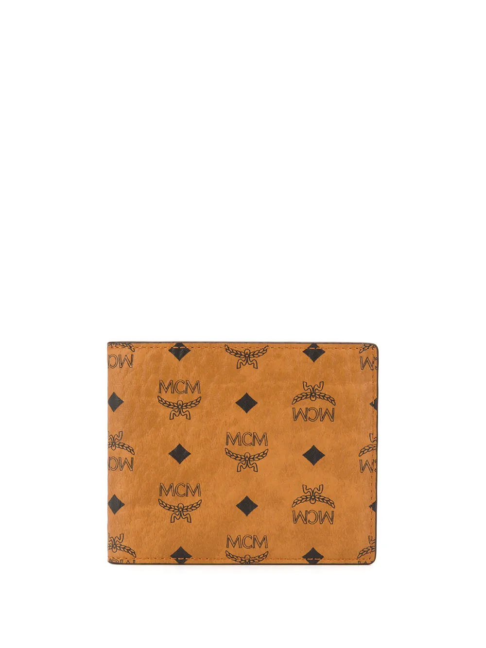 mcm small monogram print bi fold wallet