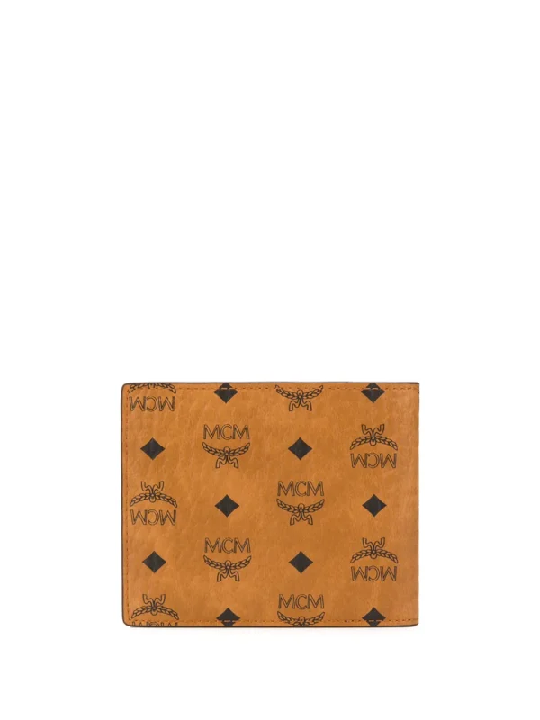 mcm small monogram print bi fold wallet