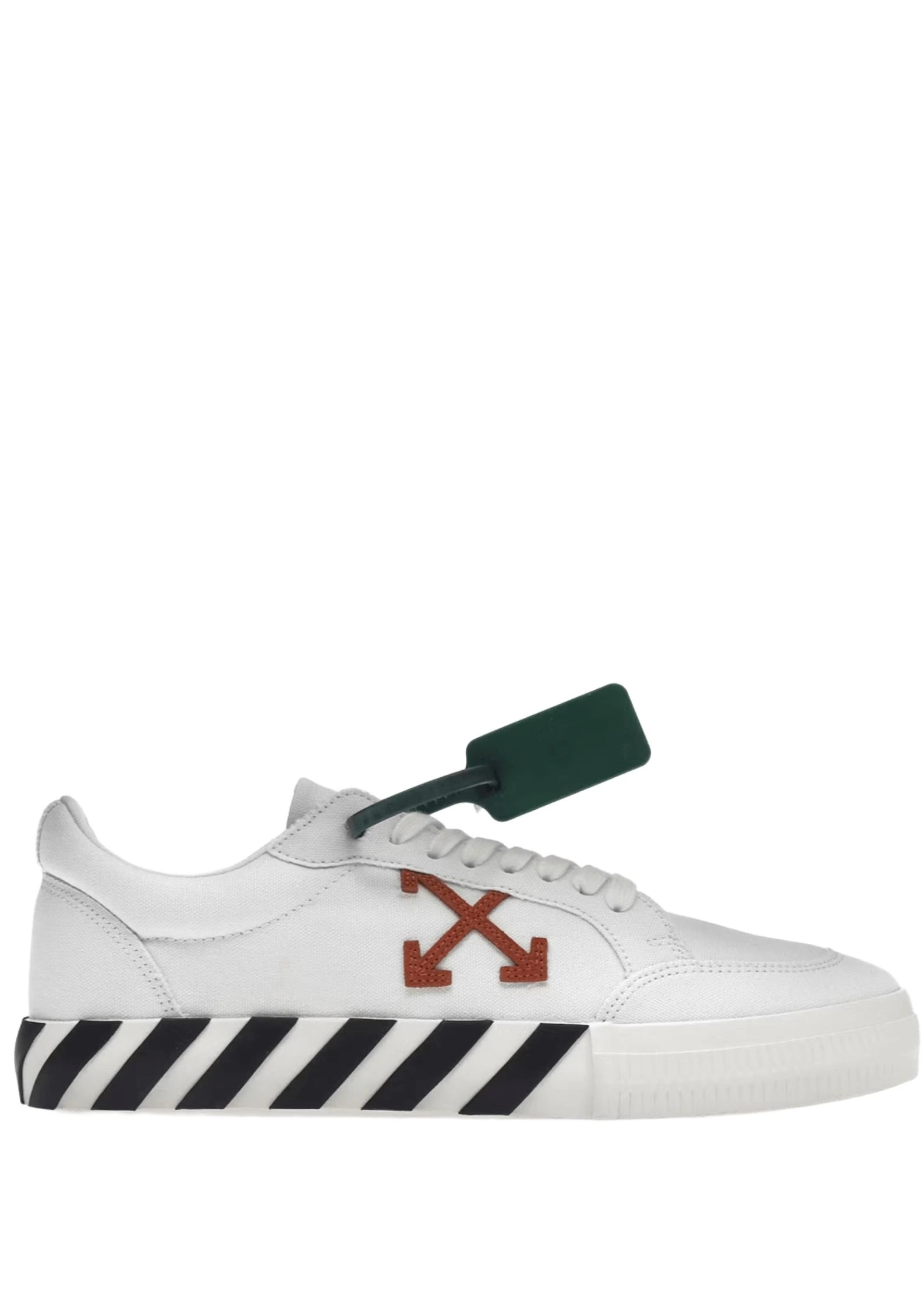 off white vulcanized low canvas white red arrow black