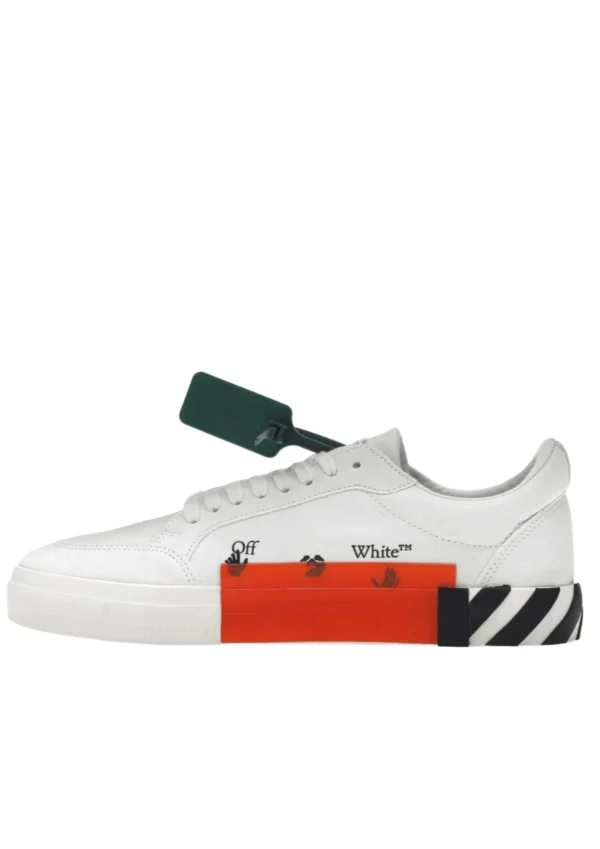 off white vulcanized low canvas white red arrow black